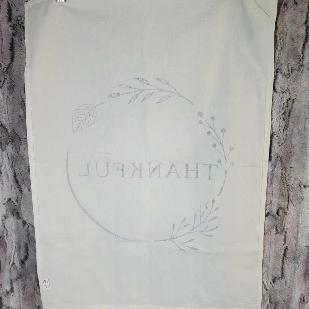 THANKFUL Tea Towel - White, 100% Cotton - 20x27